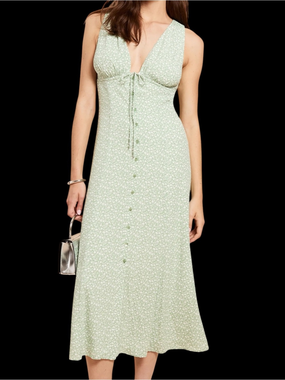 Kourt Few Moda Noa Dress Light Green Floral Sleeveless Size 8 NWT